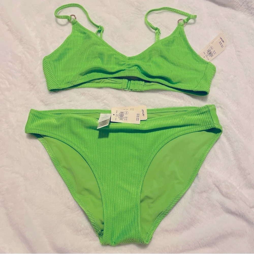 Aerie Lime Green Ribbed Bikini